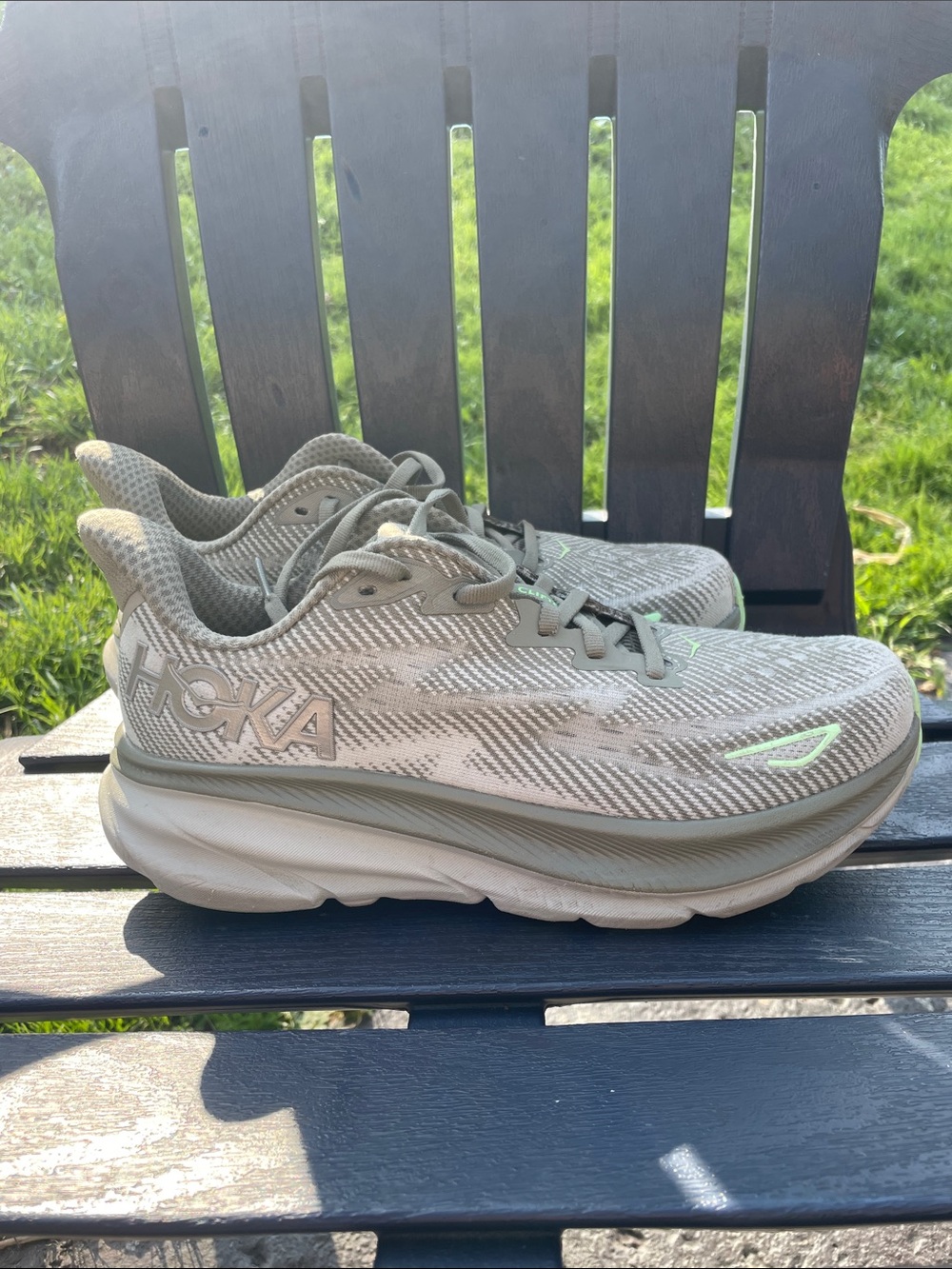 Hoka Kids Gray Lace-Up Athletic Sneakers with Mint Accents